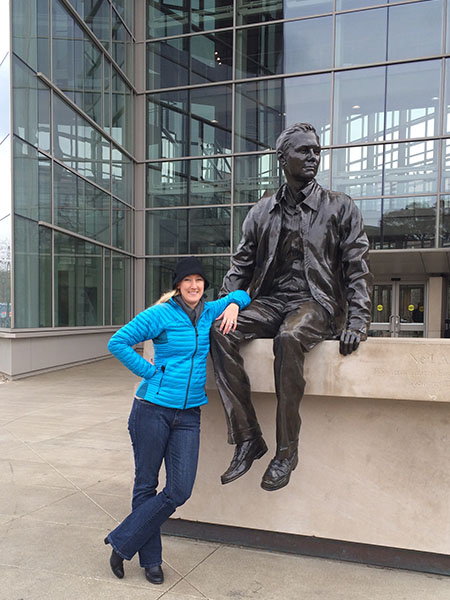 Bolinger, who returns to Purdue's campus on occasion, snapped this picture with the Armstrong statue in 2013.