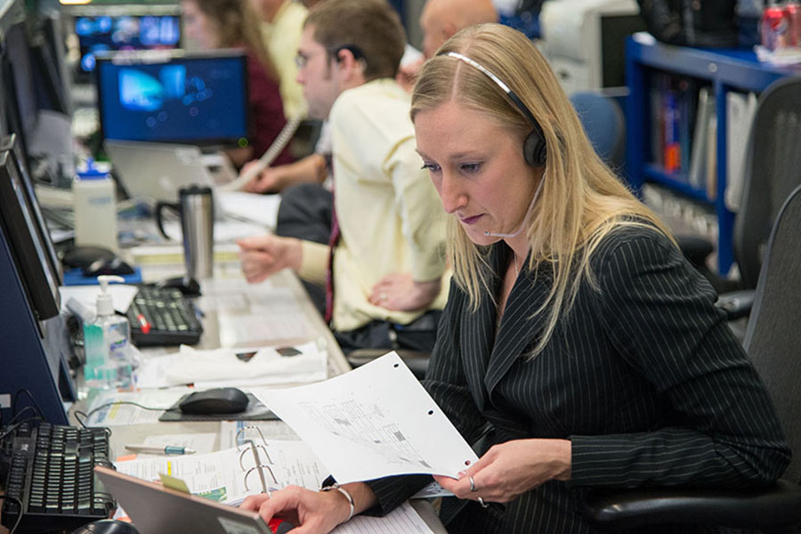 Bolinger is eager to return to the console, after she finishes flight director training.