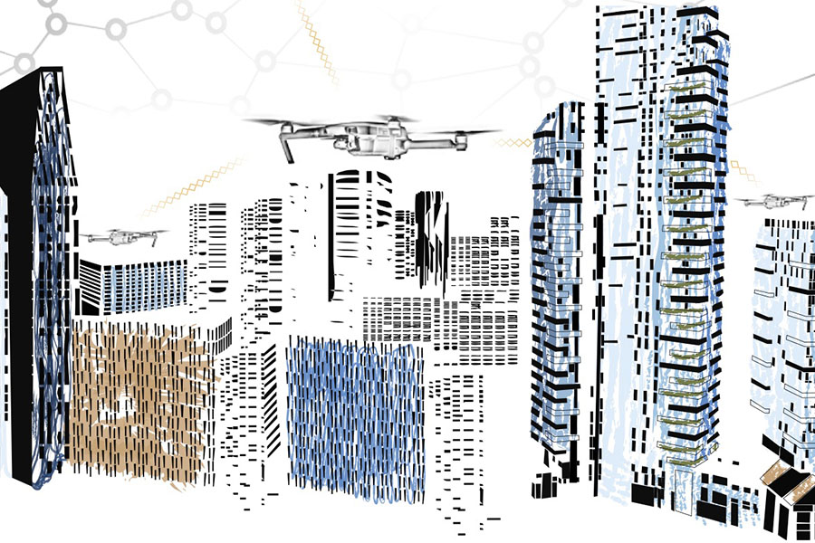 A group of Purdue students developed a communication framework that leverages blockchain technology to overcome challenges of operating UAVs in a city.
