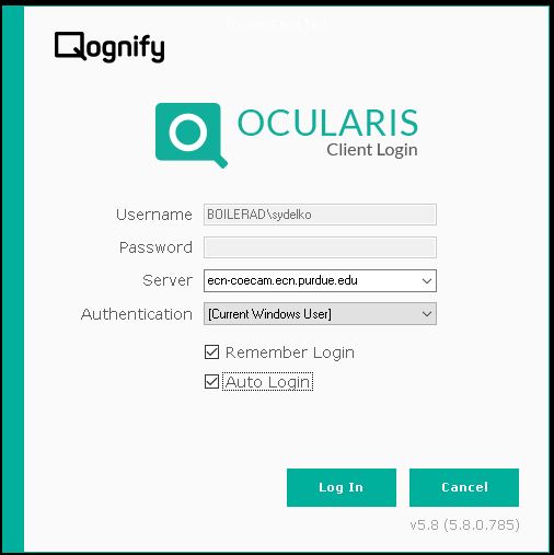 Ocularis Login Information