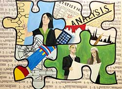 Painting 'Solving Puzzles, Creating Solutions' by Lane Konkel & Emily Oskay