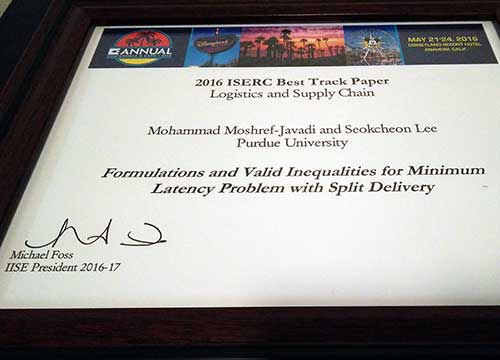 2016 Best Track Paper in Logistics & Supply Chain Track