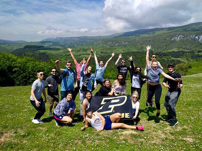 Photo of Students hiking in the Pyrenees Mountains