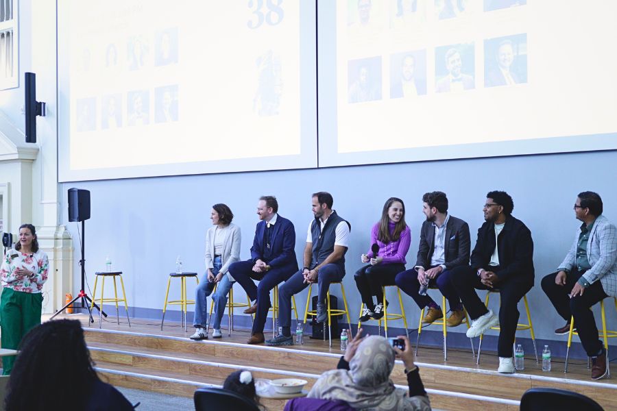 38 by 38 panelists, hosted by Elizabeth Pearson on the far left. 