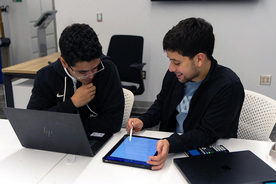 Two students studying